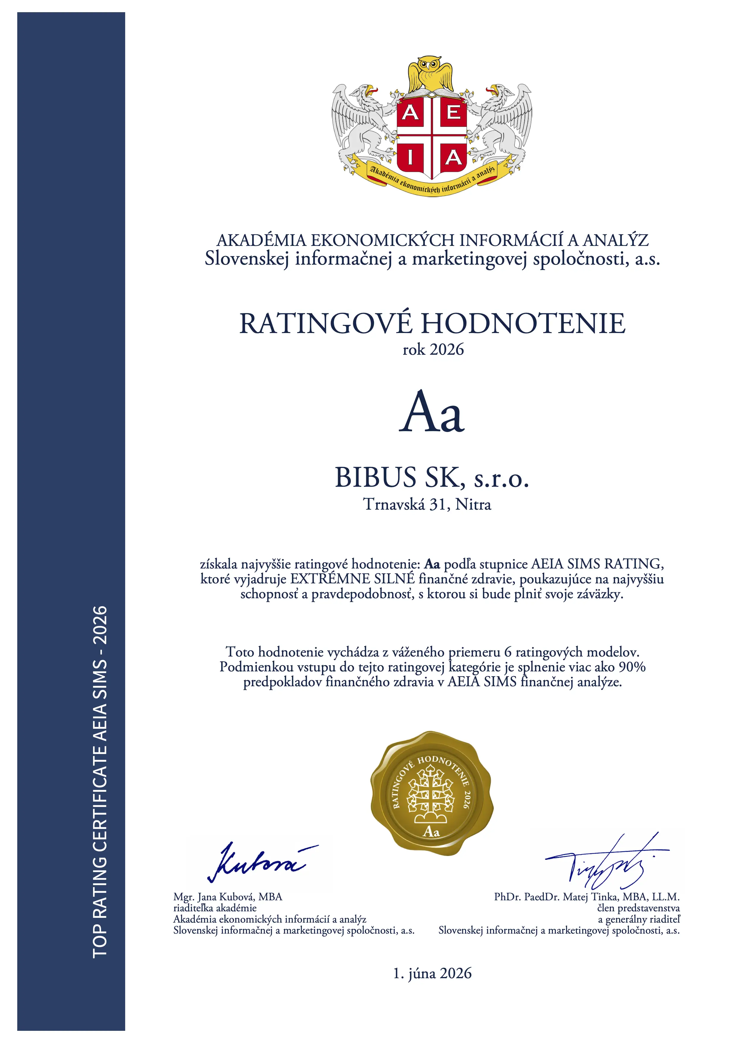 BIBUS SK, s.r.o._Ratingové hodnotenie_2026