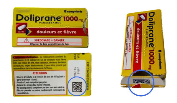 Box-of-doliprane-barcode-BIBUS-France