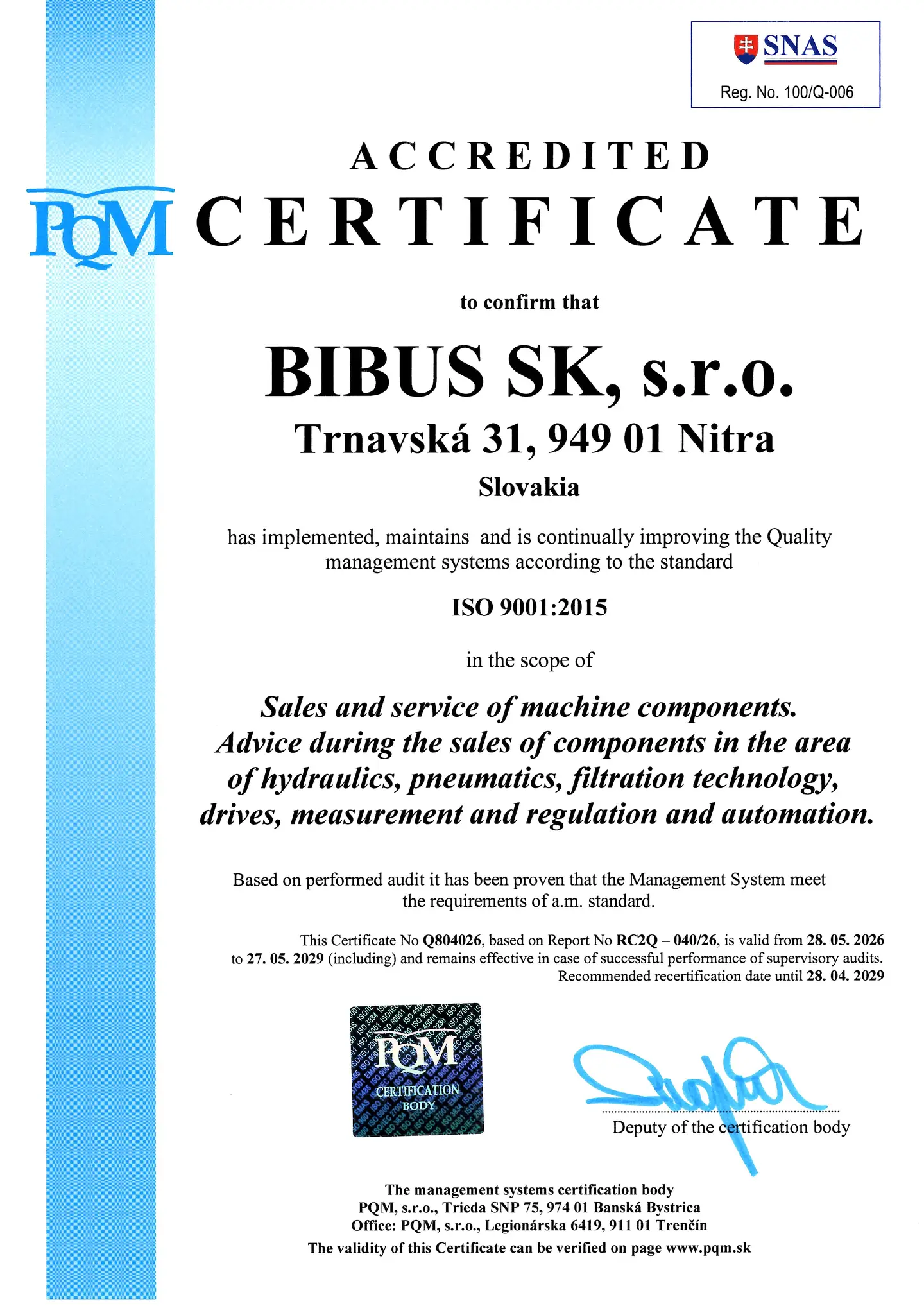 ISO Certifikat 2026 EN