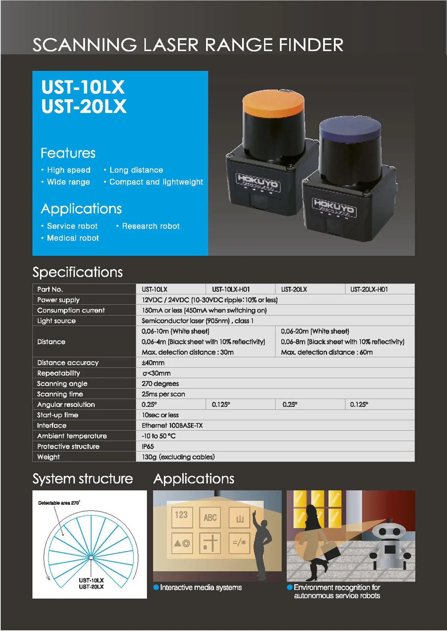 Hokuyo UST-1020LX_H01 Datenblatt EN