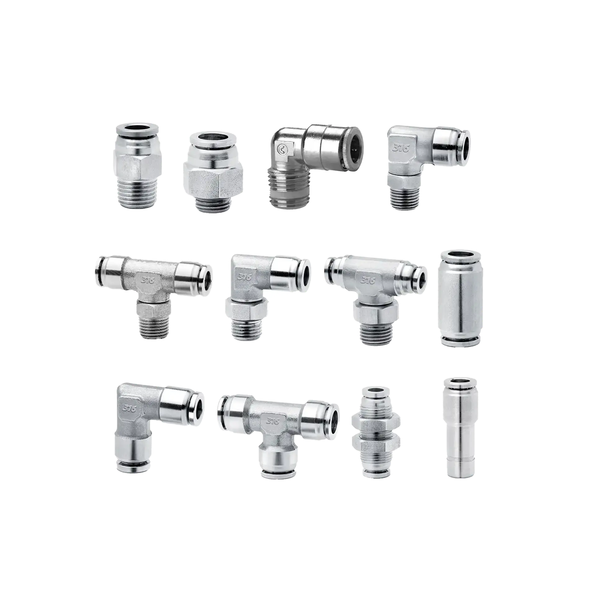 Super-rapid fittings in 316L stainless steel