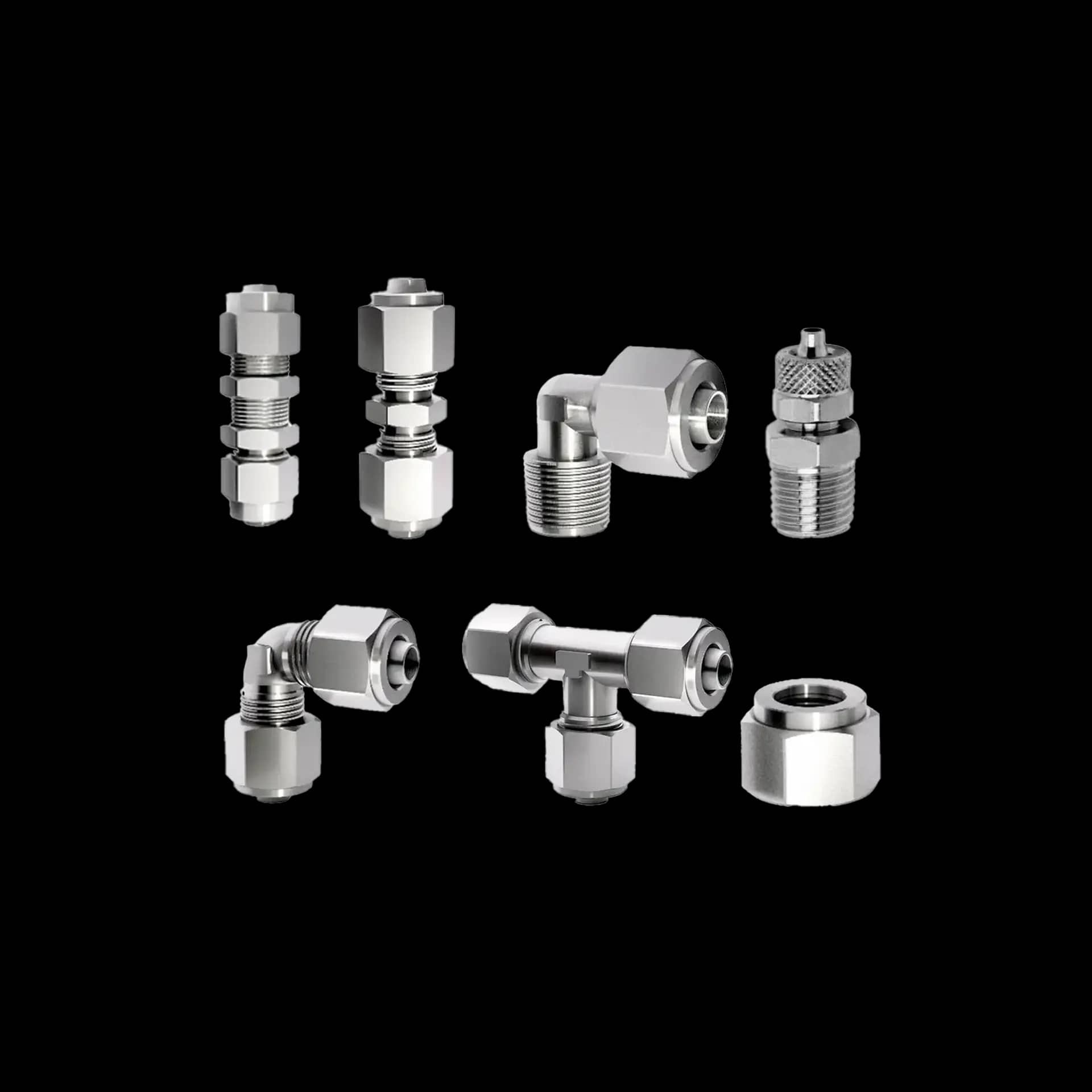 Rapid push-on fittings in 316L stainless steel